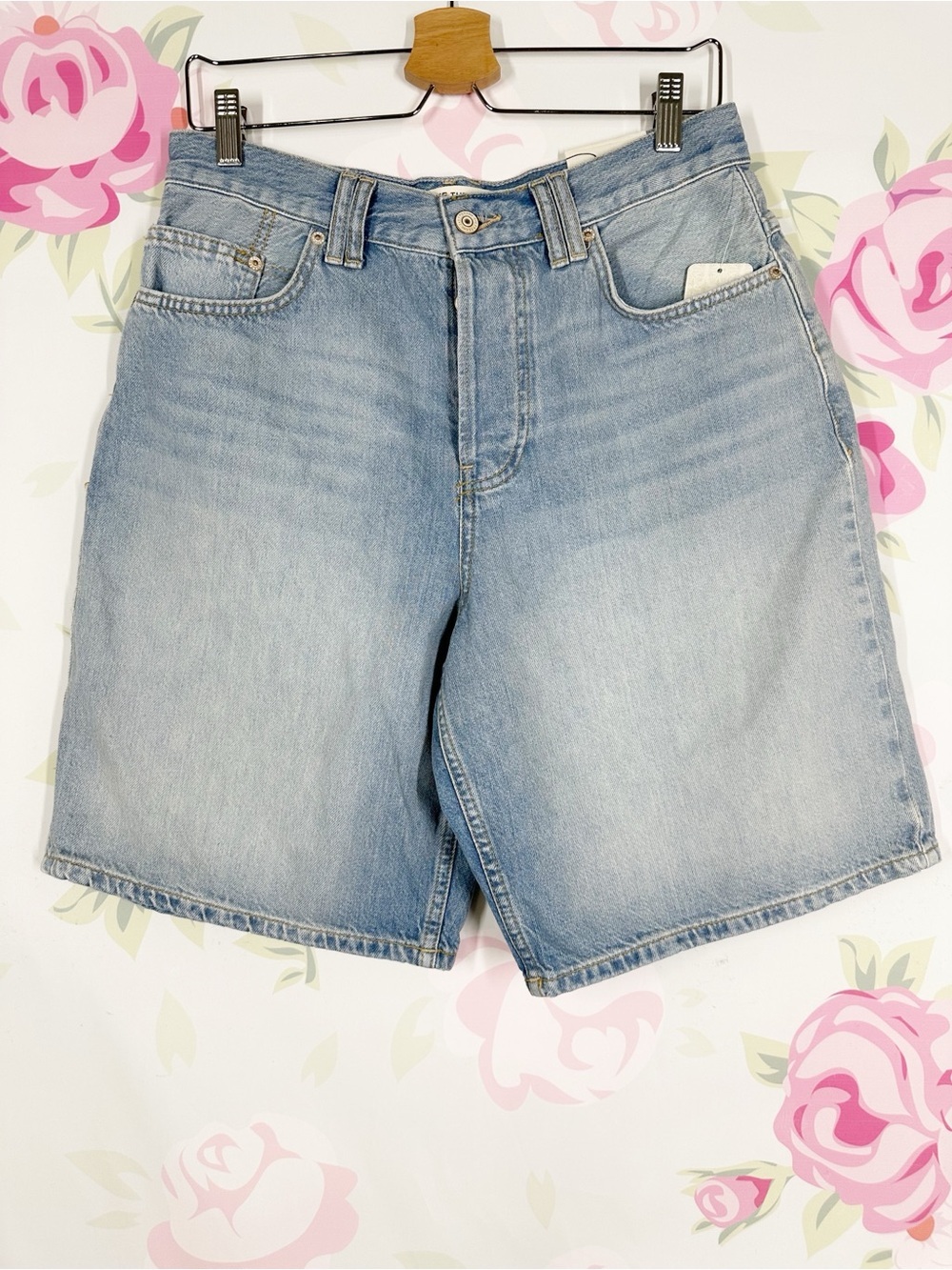 NEW Free People We The Free Montana Cowgirl Blues Light Denim Jean Shorts 28